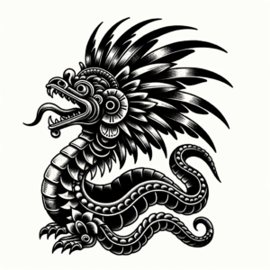 Old-School Quetzalcoatl With Heavy Outlines