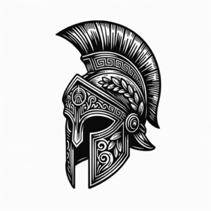 Old-School Spartan Helmet With Traditional Motifs