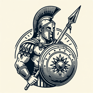 Old-School Spartan Warrior In Traditional Tattoo Style