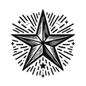 Old-School Star With Bold Outlines And Classic Tattoo Style