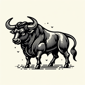 Old-School Taurus Bull With Bold Outlines