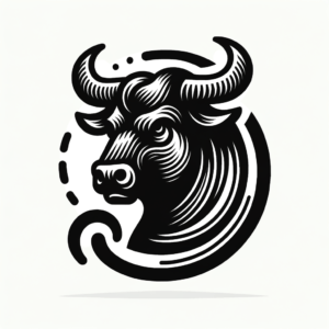 Old-School Taurus Bull With Bold Outlines And Colors