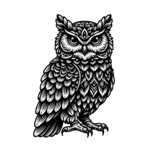 Owl With Delicate Fine-Line Details