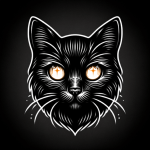 Realism Style Black Cat With Glowing Eyes