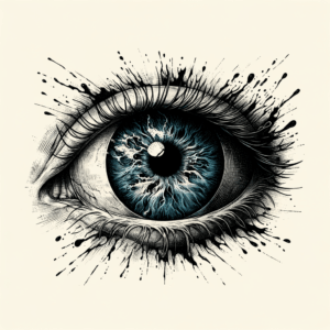 Realistic Iris With A Splash Of Watercolor