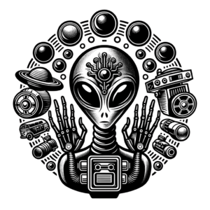 Retro Alien With Vintage Sci-Fi Elements
