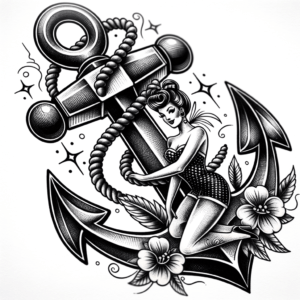 Retro Anchor With A Pin-Up Girl