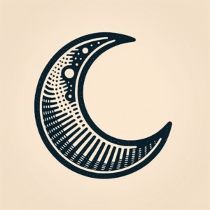 Retro Crescent Moon With Dots And Stripes