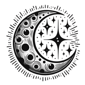 Retro Crescent Moon With Polka Dots