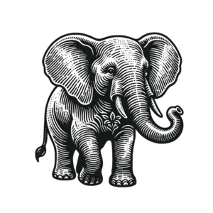 Retro Elephant With 70S Style