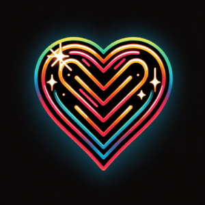 Retro Heart With Neon Colors