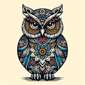 Retro Owl With Old-Fashioned Patterns And Colors