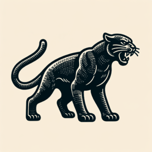 Retro Panther With Vintage, Comic Book Style