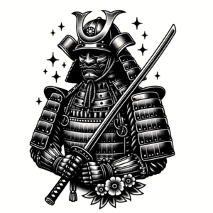 Retro Samurai With Classic Japanese Motifs