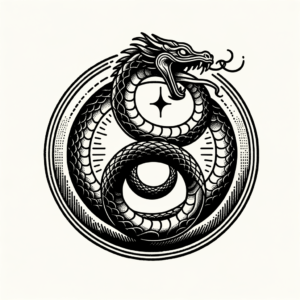 Retro-Style Ouroboros With Vintage Elements