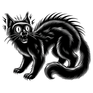Retro Style Spooky Black Cat