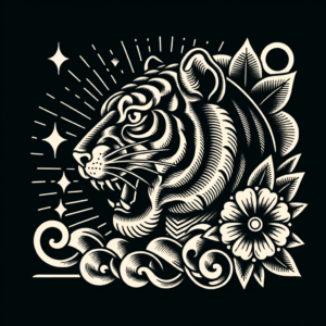Retro Tiger With Vintage Elements