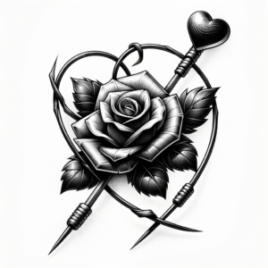 Rose With A Stick And Poke Heart