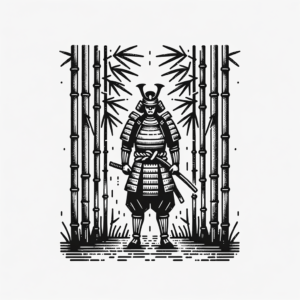 Samurai In Bamboo Forest, Minimalist