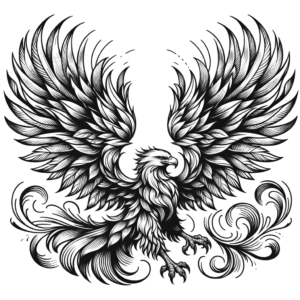 Sexy Eagle With Flowing Feathers, Fine-Line