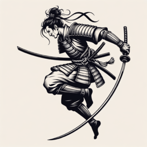 Sexy Samurai Warrior In Action Pose