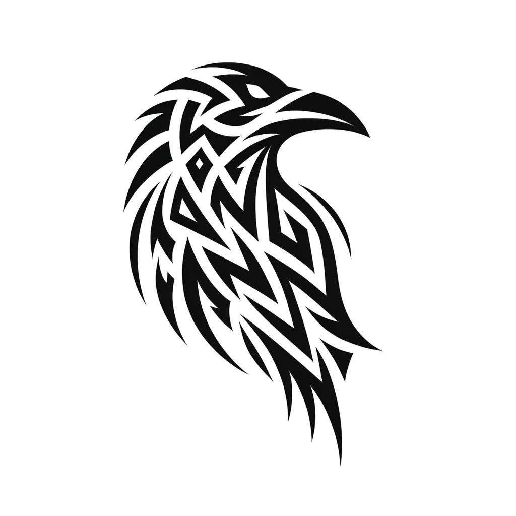 Sharp Tribal Patterns In A Raven Design