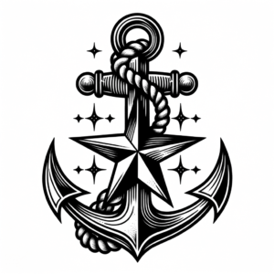 Simple Anchor With A Nautical Star