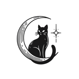 Simple Cat With Crescent Moon