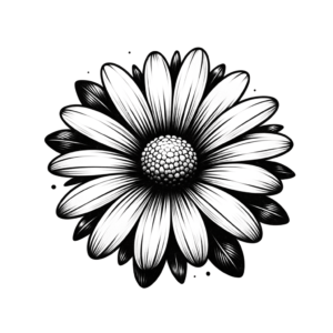 Simple Daisy In Black Ink