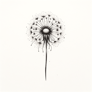 Simple Dandelion With Minimalist Design And Few Detailed Seeds