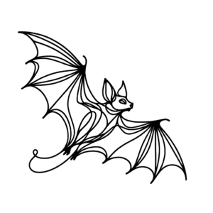 Single Continuous-Line Bat Flying