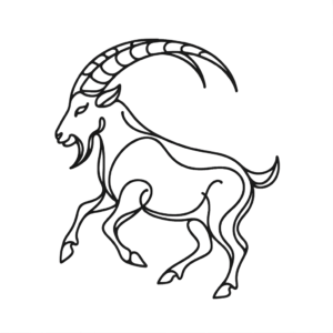 Single Continuous-Line Capricorn Goat