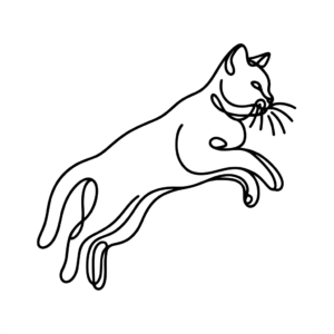 Single Continuous-Line Cat Jumping