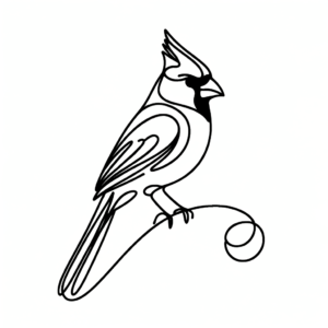 Single Continuous-Line Drawing Of A Cardinal