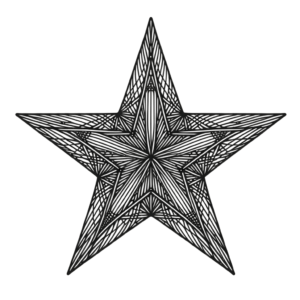 Single Continuous Line Forming A Star With Fine-Line Details