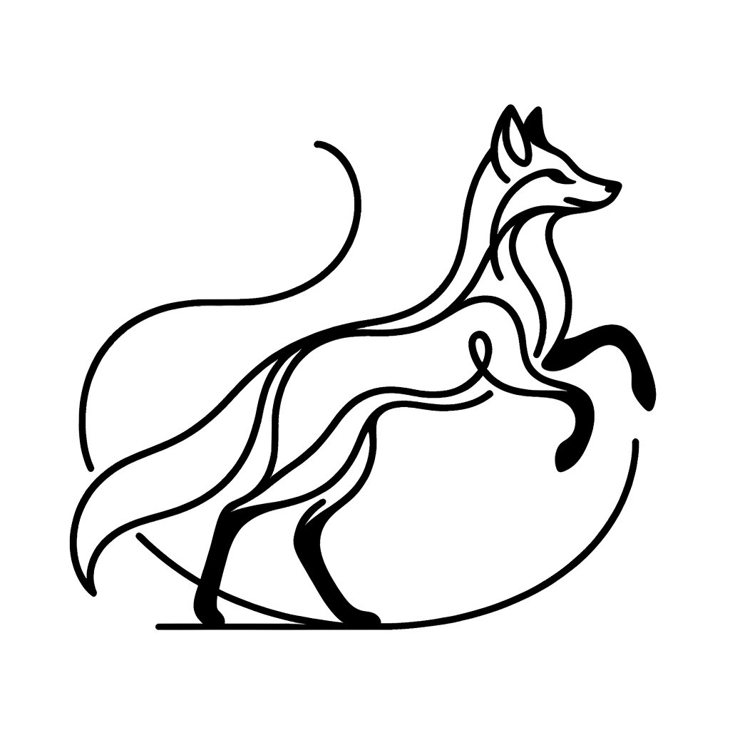 Single Continuous-Line Fox In A Graceful Running Pose