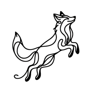 Single Continuous-Line Fox In A Playful Jumping Pose