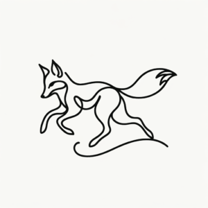 Single Continuous-Line Fox In A Running Pose