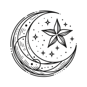 Single Continuous-Line Moon And Star