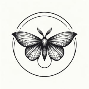Single Continuous-Line Moth In A Circle