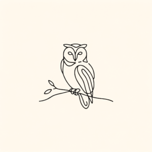 Single Continuous-Line Of A Perched Owl