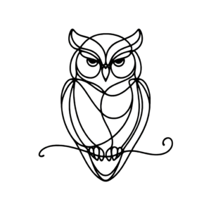 Single Continuous-Line Owl In A Resting Pose