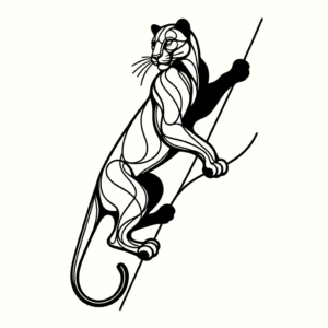 Single Continuous-Line Panther In A Climbing Pose