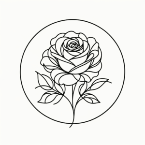 Single Continuous-Line Rose In A Circle