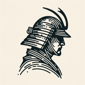 Single Continuous-Line Samurai In Profile