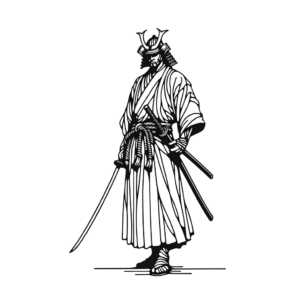 Single Continuous-Line Samurai With Flowing Robe