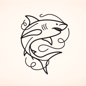 Single Continuous-Line Shark Tattoo With A Flowing, Elegant Design