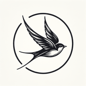 Single Continuous-Line Swallow In A Circle