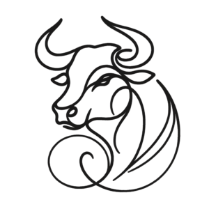 Single Continuous-Line Taurus Bull With Elegant Curve