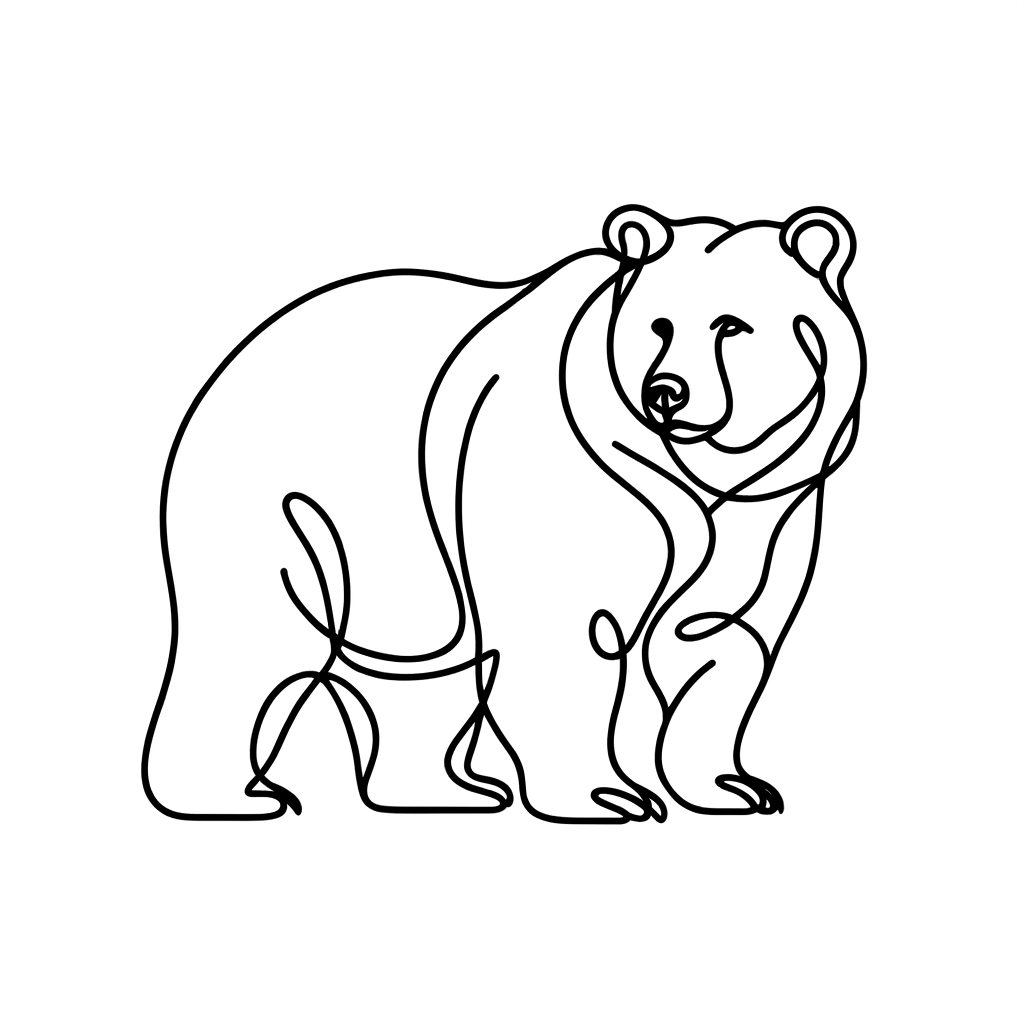 Single Line Bear In One Continuous Stroke